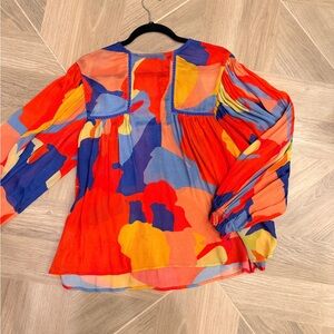 Blank NYC Bold Abstract Multi-Color Long-Sleeve Blouse